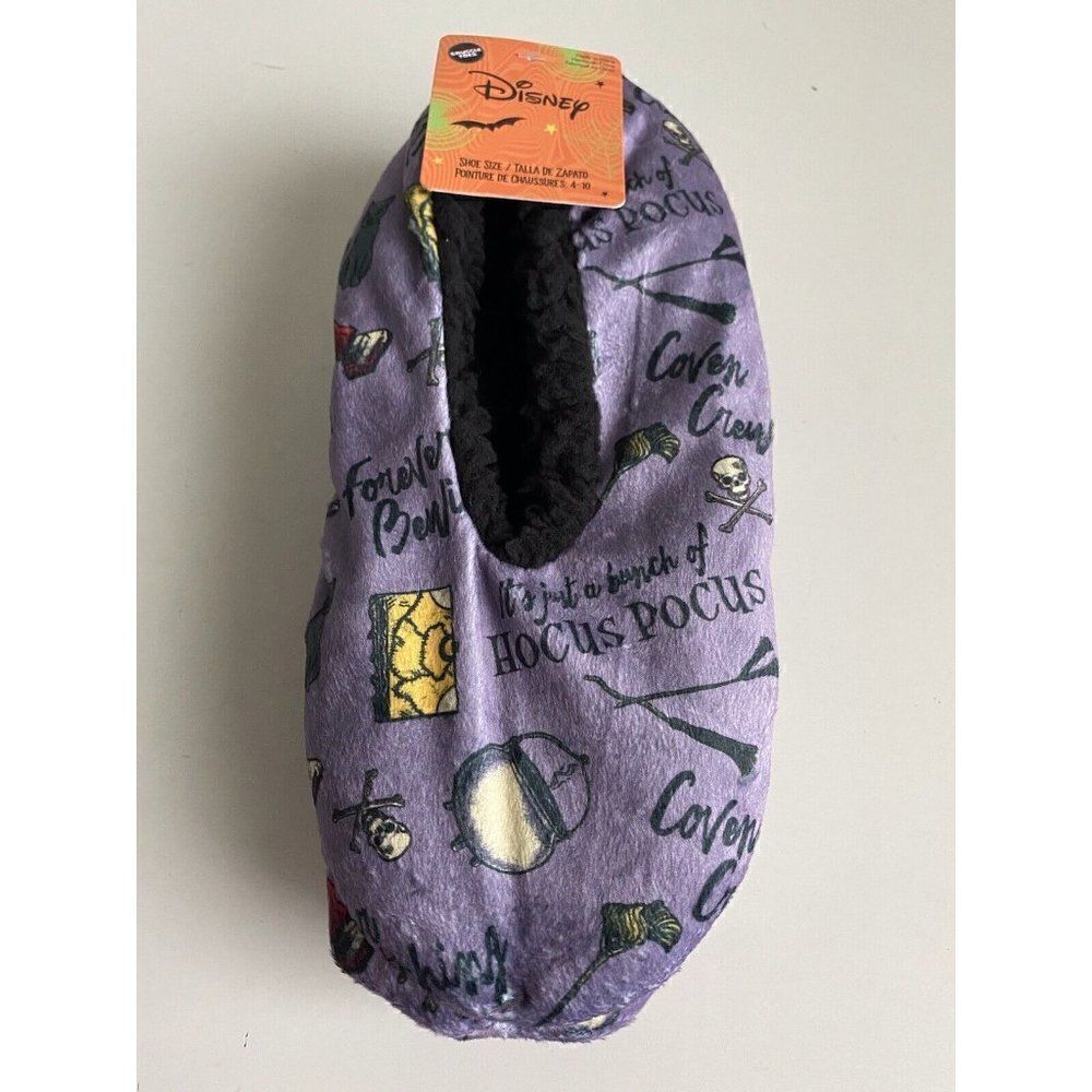Disney Hocus Pocus Snuggle Toes No Slip Slipper Socks‎ Halloween Sz 4-10 NEW